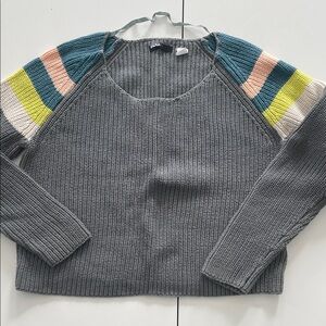 BDG Gray Sweater with Colorful Stripes